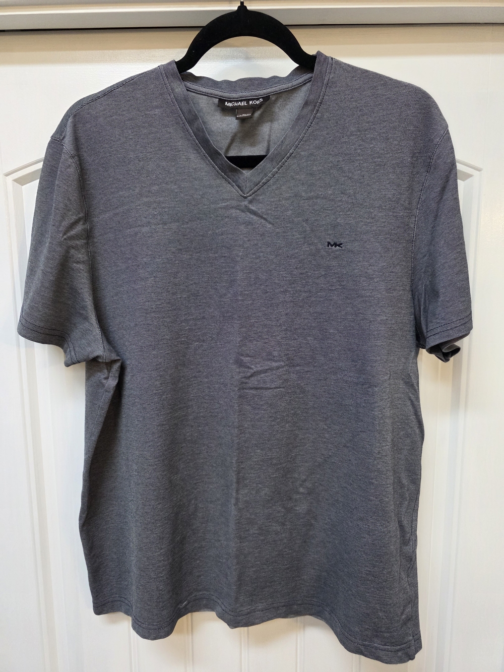 Michael Kors Men's Gray/Blue V-Neck Short Sleeve Shirt - Sz XL